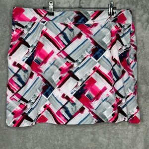 Izod Golf 16 Skort Pink Gray Abstract Pockets Stretch Tennis Pickleball